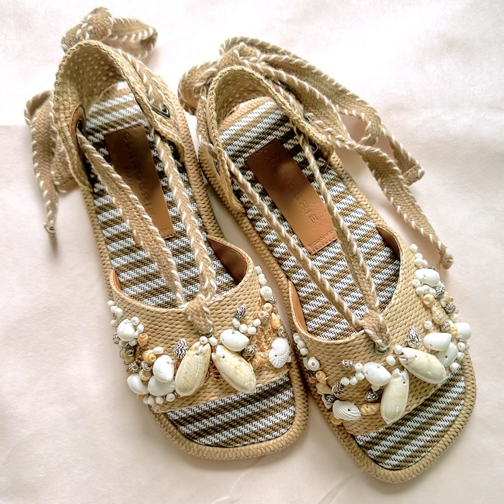 ROBERT CLERGERIE Bugeniet Tan Straw Sandals